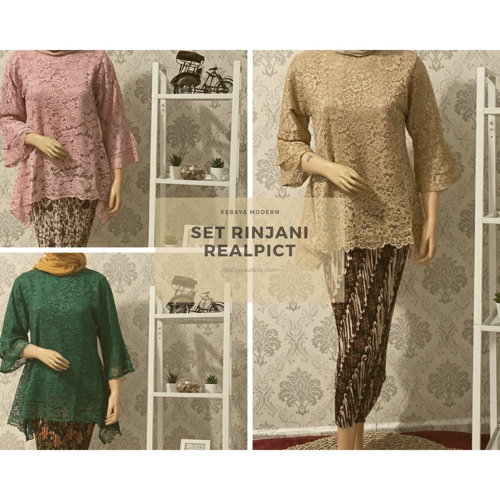 ADE&gt;  SET KEBAYA RINJANI - BAJU KEBAYA BRUKAT MODERN - OUTFIT KONDANGAN CANTIK -KEBAYA WISUDA MODERN