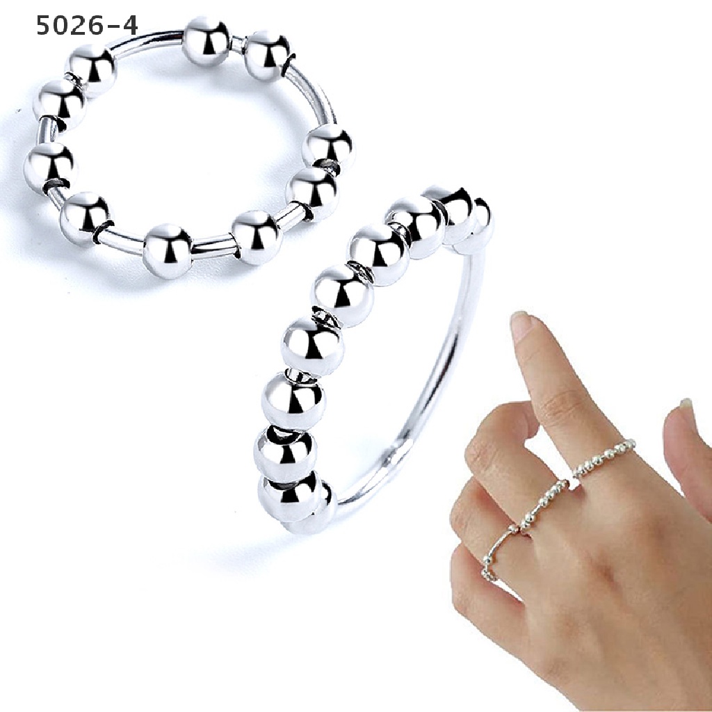 5026-4 Geometry Beads Ring Rotate Anti Stress Anxiety Men Women Ring Fashion Jewelry 5026-4