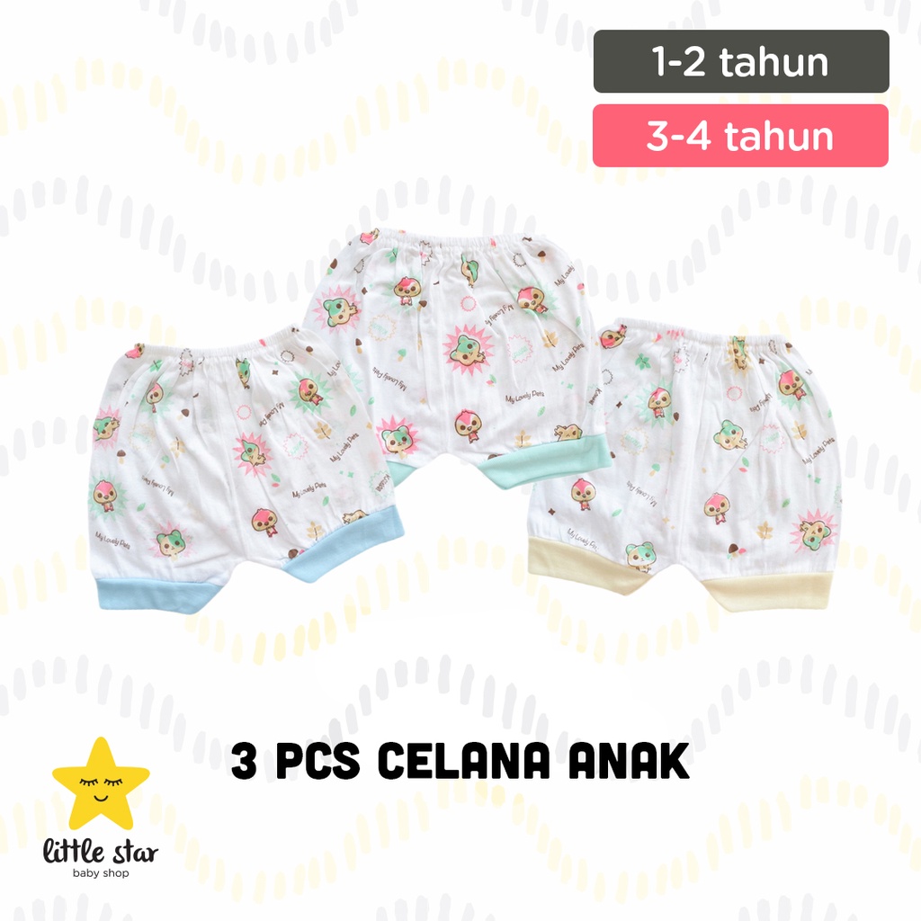 ISI 3 PCS Celana Pendek Anak Cewek Cowok Motif