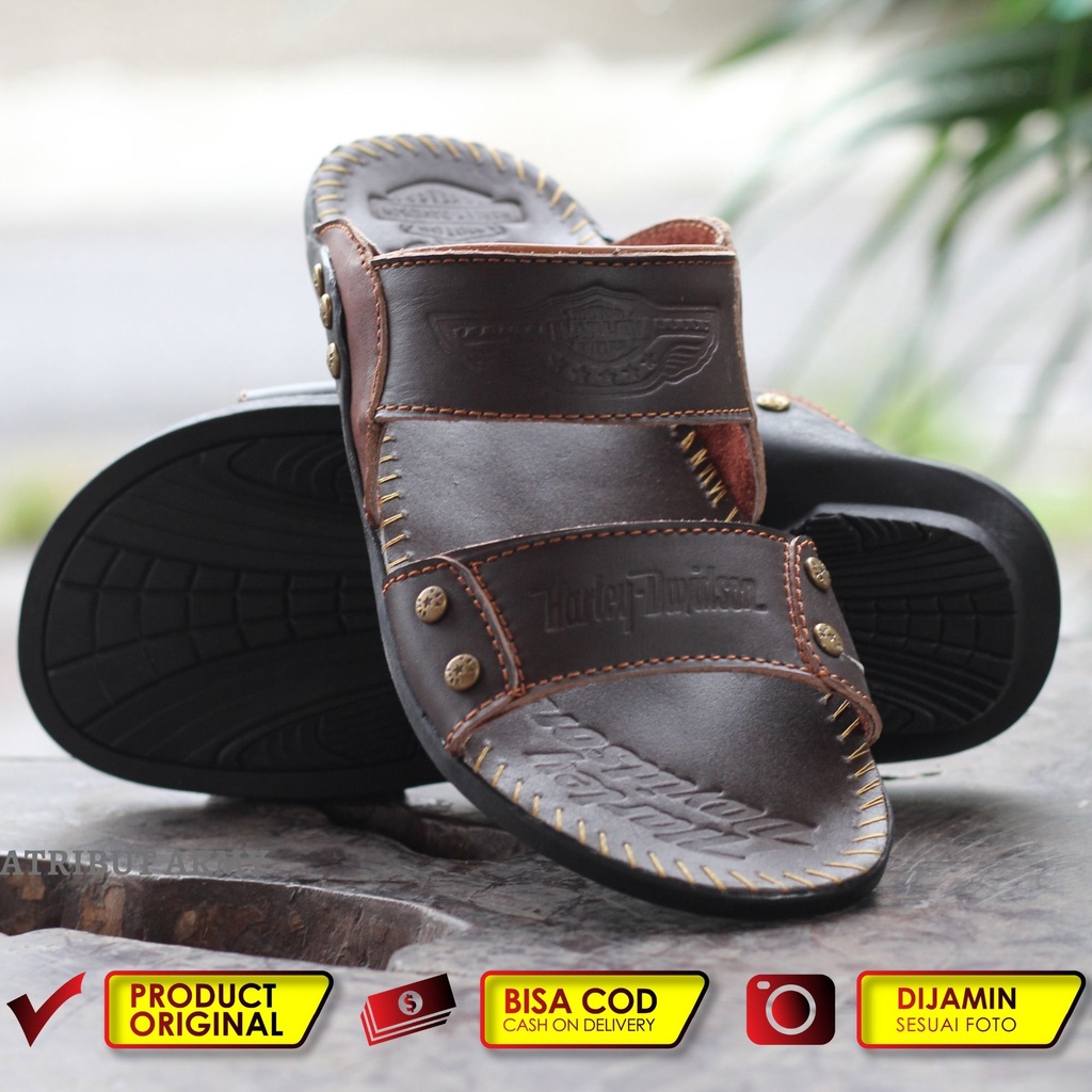 SANDAL KULIT HARLEY DAVIDSON PRIA | SANDAL SLIDE KULIT ASLI FULL UP SENDAL KULIT HARLEY DAVIDSON - SH02