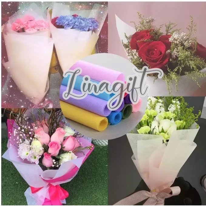 ( Ecer 1 Lembar ) TISSUE 17 GRAM - KERTAS BUNGA COTTON PAPER TISSUE TISU FLOWER PAPER / FLOWER WRAPPING BUKET BUNGA PUTIH CREAM WHITE MAROON BLACK YELLOW