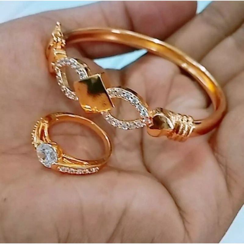 gelang tangan wanita free cincin titanium asli anti luntur perhiasan fhasion wanita gelang tangan free cincin