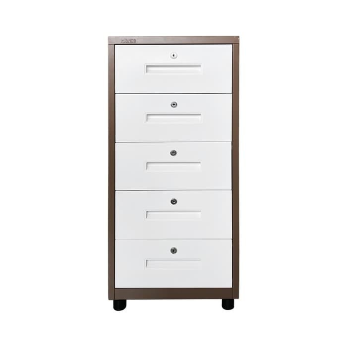 INFORMA - LEMARI BESI - FILING CABINET 5 DRAWER WITH LOCK BROWN WHITE MA17