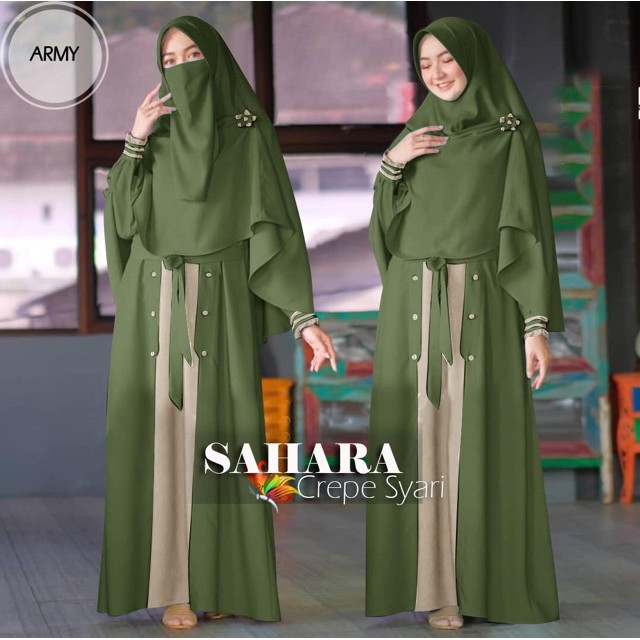 Ruairu RESTOCK SET SYARI SAHARA SYARI CADAR GAMIS SYARI MOSCREPE FREE KHIMAR CADAR 6 WARNA Murah