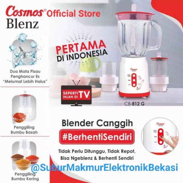 Blender Listrik BLENZ 3in1 Cosmos Goblet Kaca CB-812 G