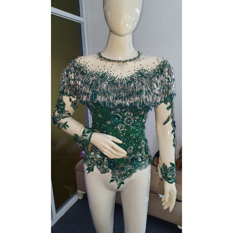 kebaya pengantin hijau botol