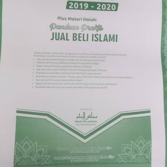 

kalender dinding 1441 H plus masehi( pnduan praktis jualbeli dlm islam)