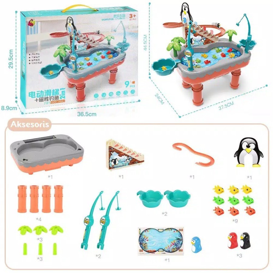 Mainan Anak Memancing Ikan Joy Penguin Fishing Game Pool Play Set Mainan Anak