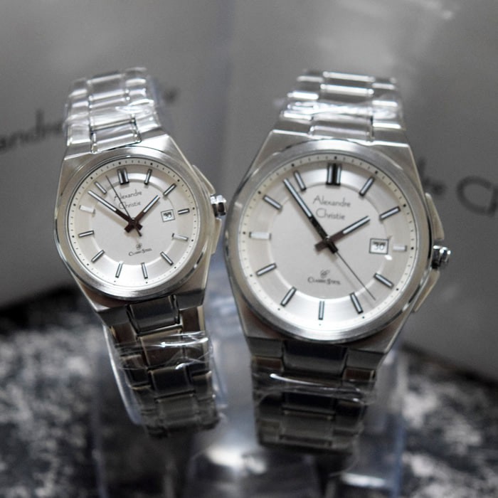 ALEXANDRE CHRISTIE WATCH AC 8506 COUPLE HARGA SATUAN SILVER WHITE ORIGINAL