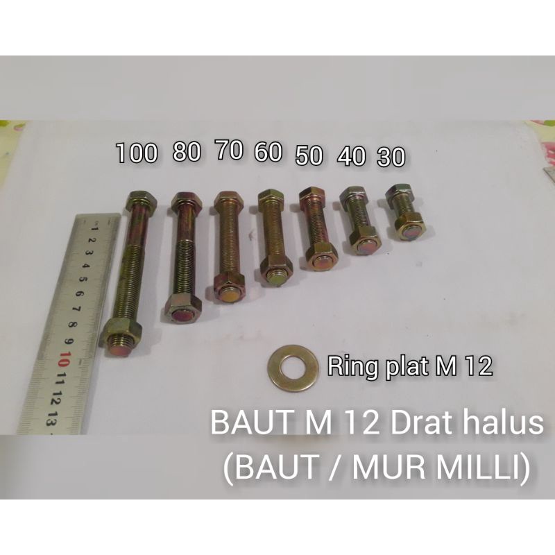 Jual Baut M Drat Halus Baut Mur Ring Milli Panjang Mm Shopee Indonesia