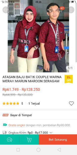 Atasan Baju Batik Couple Warna Merah Marun Maroon Seragam Batik Kerja Batik Sarimbit Blouse Dan Hem