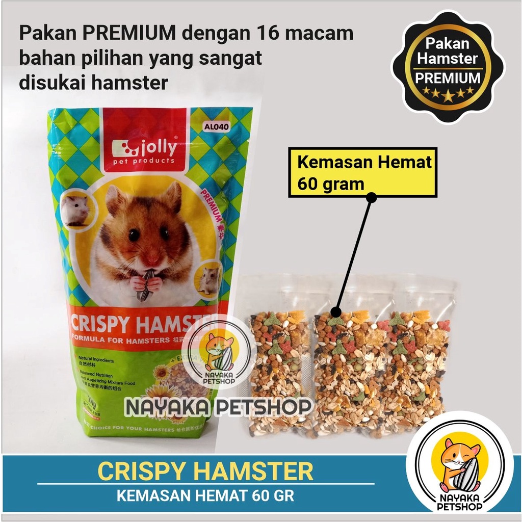 Kemasan Hemat Crispy Hamster 60 gr Pakan Hamster Premium Sultan Hamfood Makanan Mix