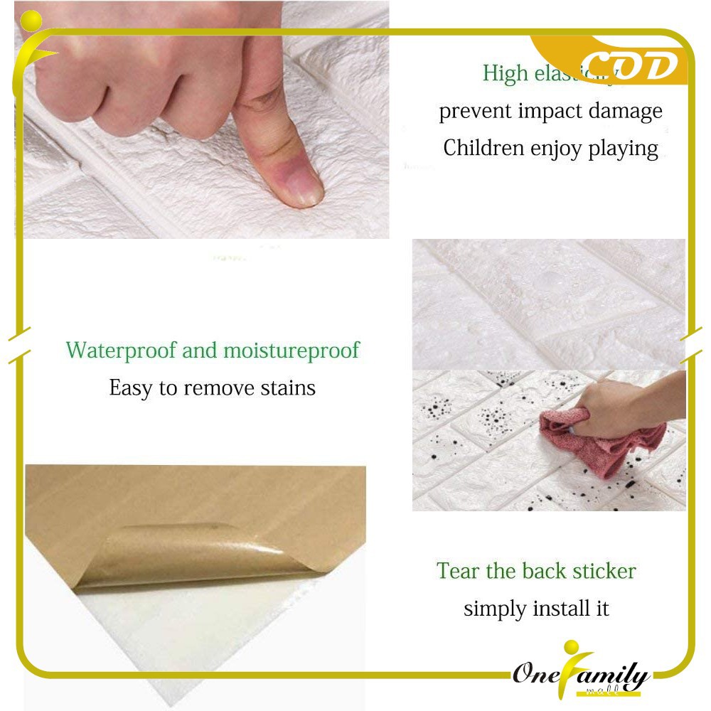 ONE-C55-58 WallSticker Kayu Wallpaper Dinding 3D Wall Sticker Foam Batu Bata Walpaper Dinding Murah-3