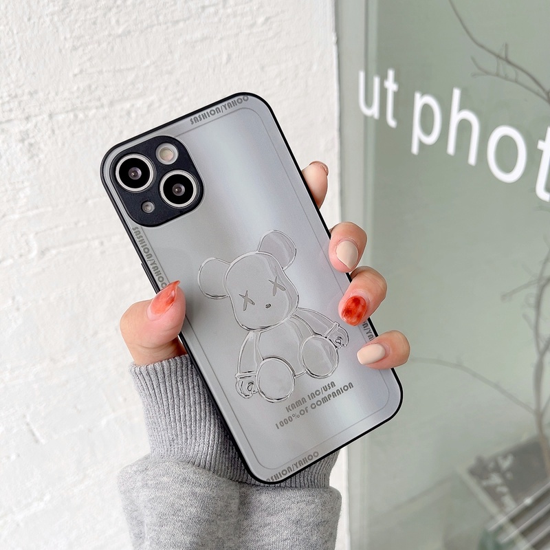 Hard Case Tempered Glass Motif Violent Bear Untuk Iphone 13 12 11 Pro X Xs Max 7 8 Plus