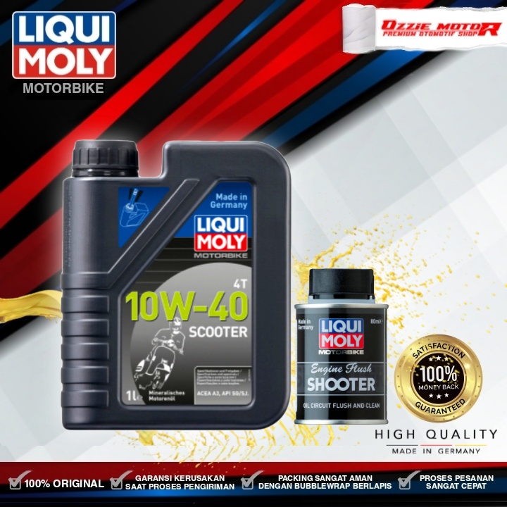 LIQUI MOLY SCOOTER 10W40 4T 1L FULLY SYNTHETIC BONUS ENGINE FLUSH