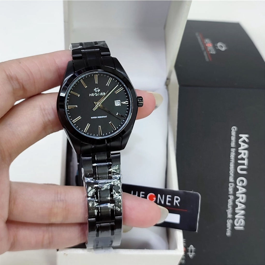 Jam Tangan Wanita Original Hegner 1678 Fashion Kasual Simple Analog Rantai Stainless Steel