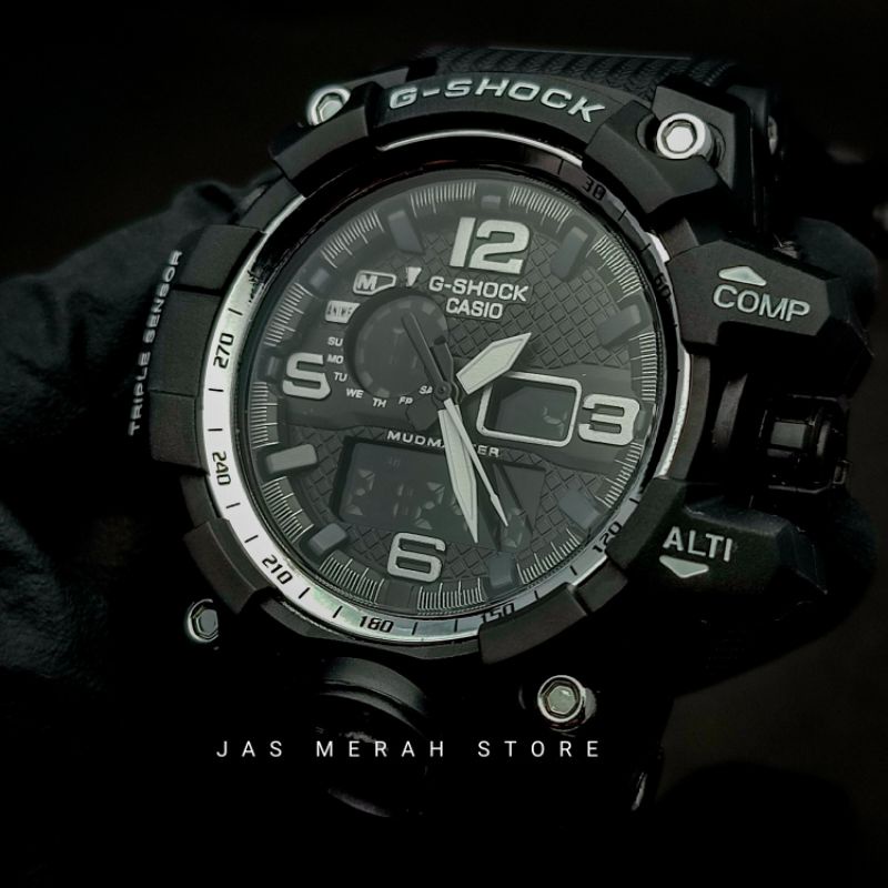 JAM TANGAN PRIA CASIO G-SHOCK BLACK SILVER GWG 1000 GRADE A DUALTIME TAHAN AIR