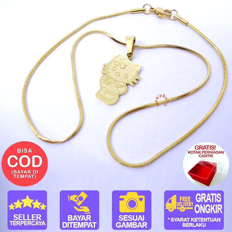 Lovelybutik - Kalung Titanium Anak Anti Karat Kalung Anak Shoes Warna Emas Silver BONUS KOTAK PERHIASAN