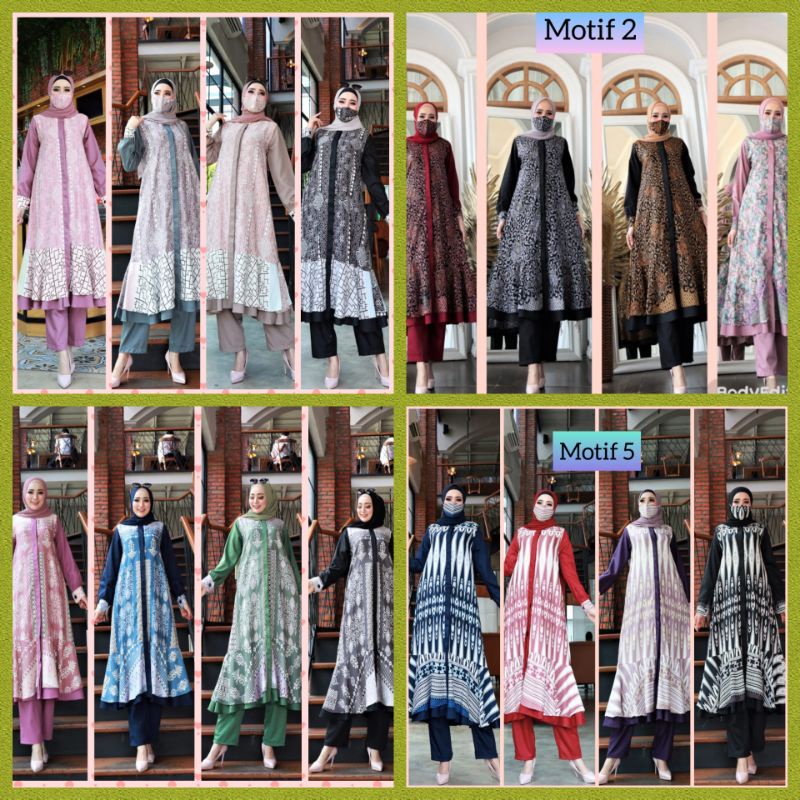GS-ORI Aneka Setelan Long Tunik Maxmara + Katun Batik Toyobo Free Masker