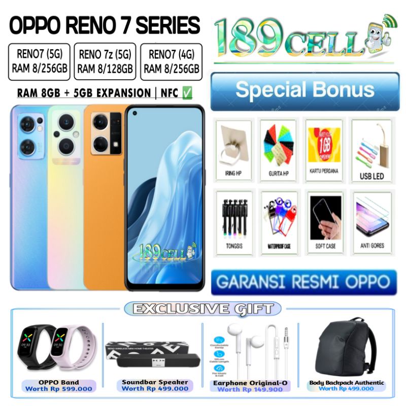 OPPO RENO 7 RENO 8 5G 4G 8/256 | RENO7 7Z 5G RENO6 8/128 | GARANSI RESMI OPPO INDONESIA