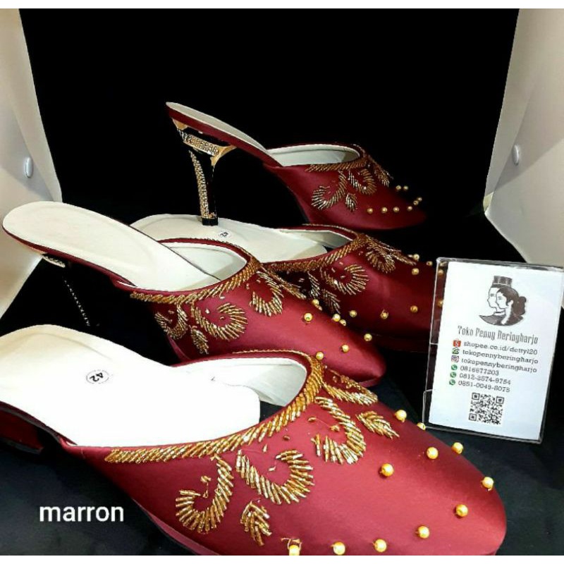 Sandal selop pengantin payet halus