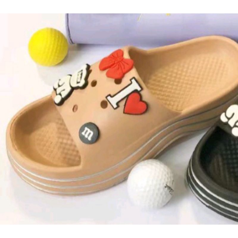 EVA Sandal Wanita Import Korean Non-Slip Tebal 5 Cm include Jibbitz Accesoris Rubber Super Soft Empuk Ringan Anti Lecet Baim Sendal FUJI 805