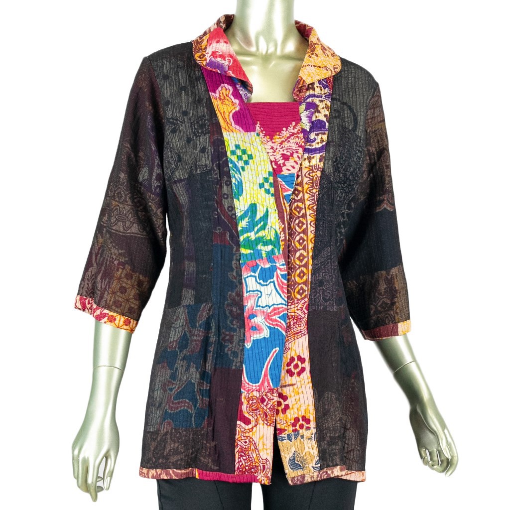 BLOUSE BATIK MBL BENANG TINDIS KERAH BULAT ATASAN WANITA BOLAK BALIK