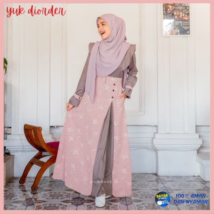 ✨ BISA COD ✨ Danica Dress Jilbrave Warna Dusty Pink - L