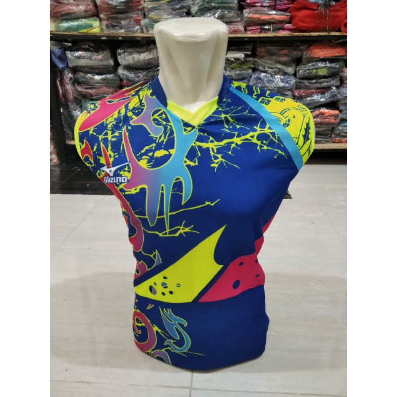 BAJU VOLI MIZUNO PRINTING TANPA LENGAN TERBARU MURAH
