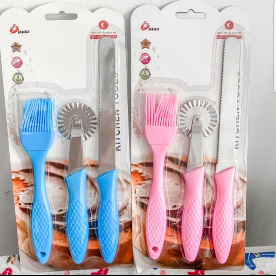 Paket Kuas Pisau Gerigi Silikon Kuas Mentega Roti Kue Pisau Silikon