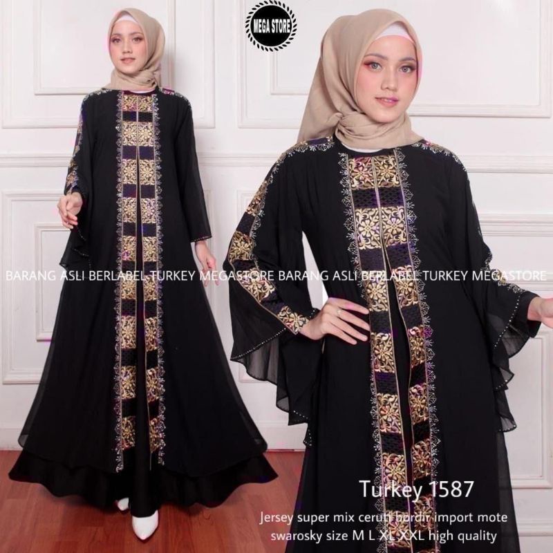 Abaya turkey hawa arabian dubay original terbaru black series elegan mewah