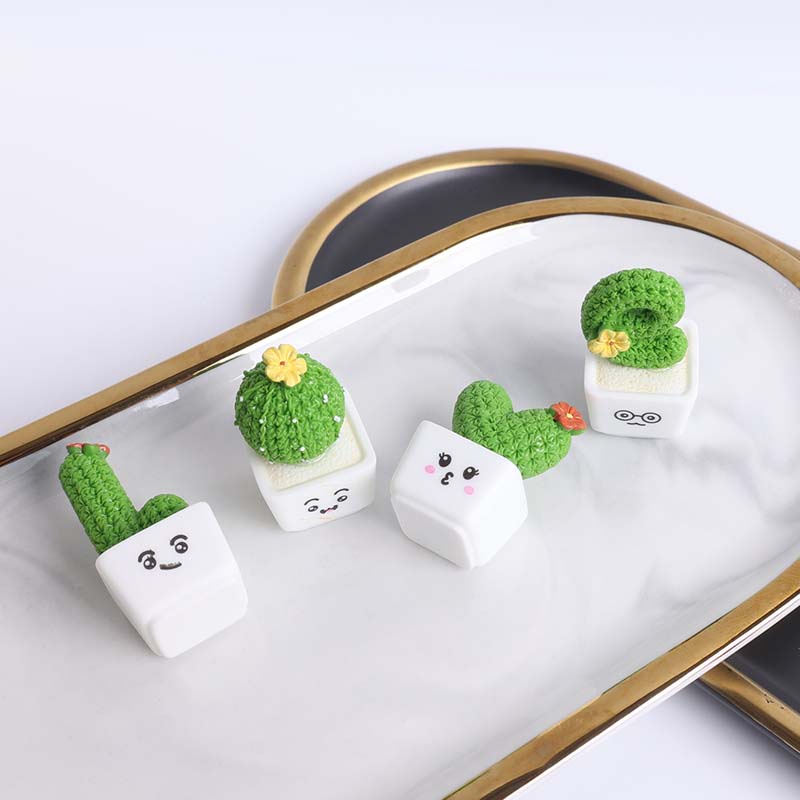 1Pc Miniature Succulent Plants Figurine Resin Cactus Potted for Room/Car Decor