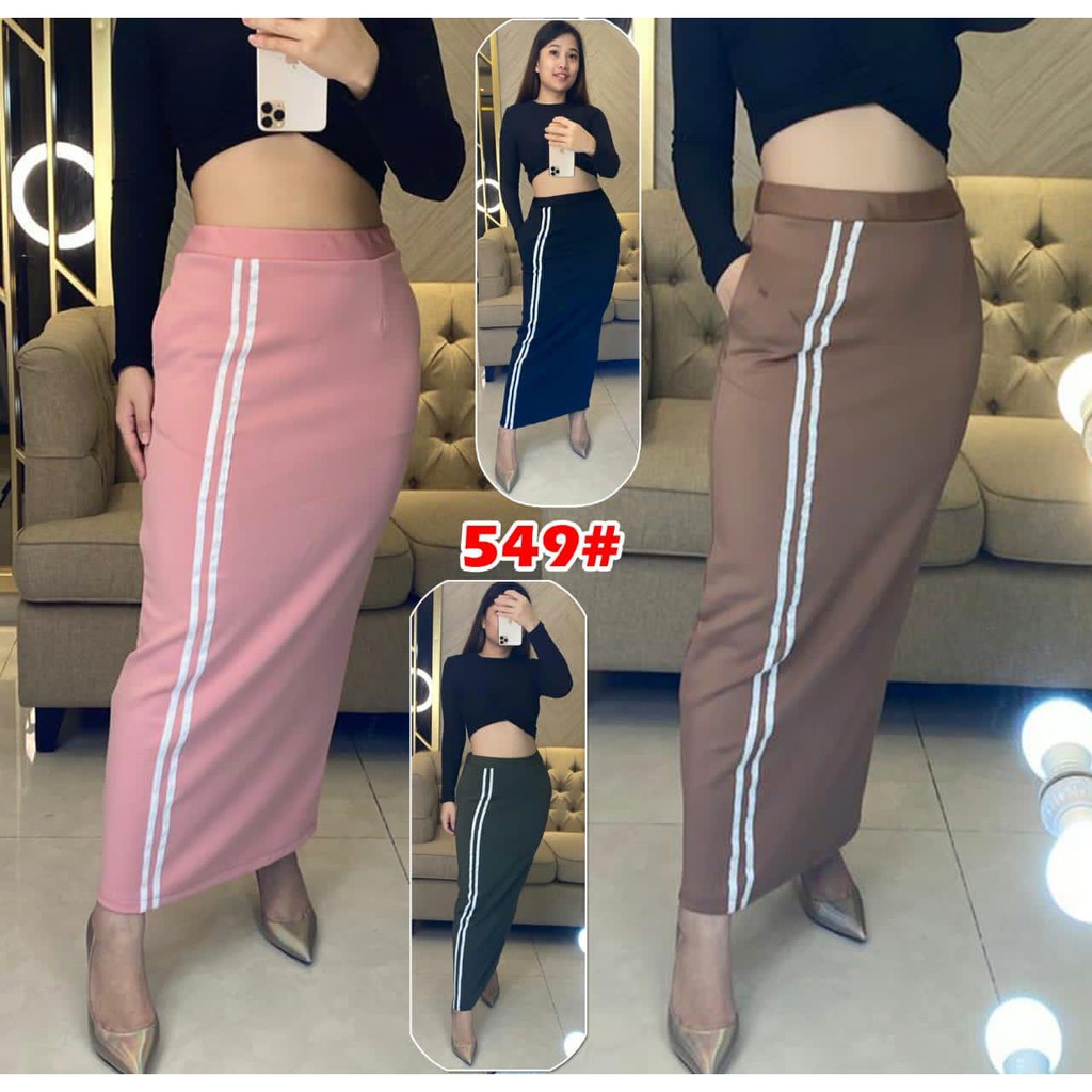 549#rok scuba span// fashion wanita rok panjang