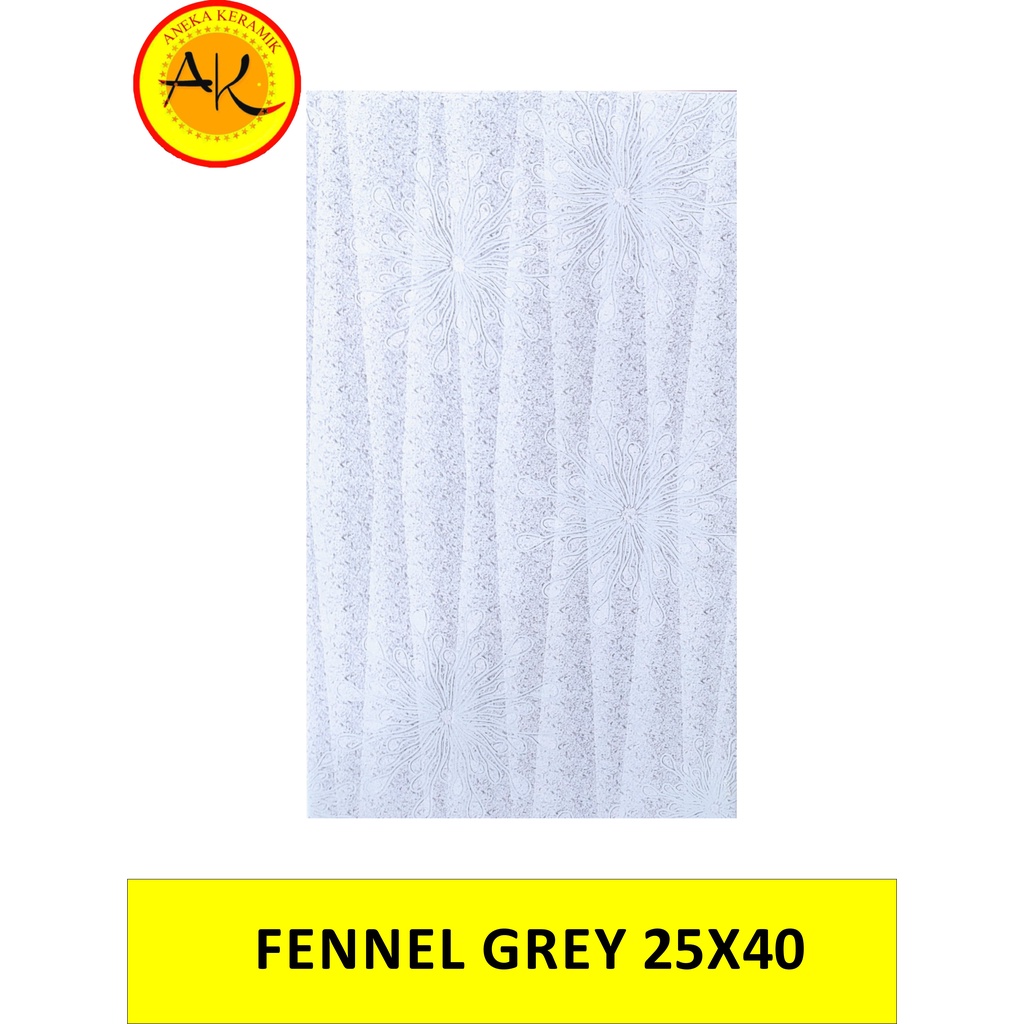 Keramik Dinding Motif Bunga Glossy 25x40 Fennel Grey