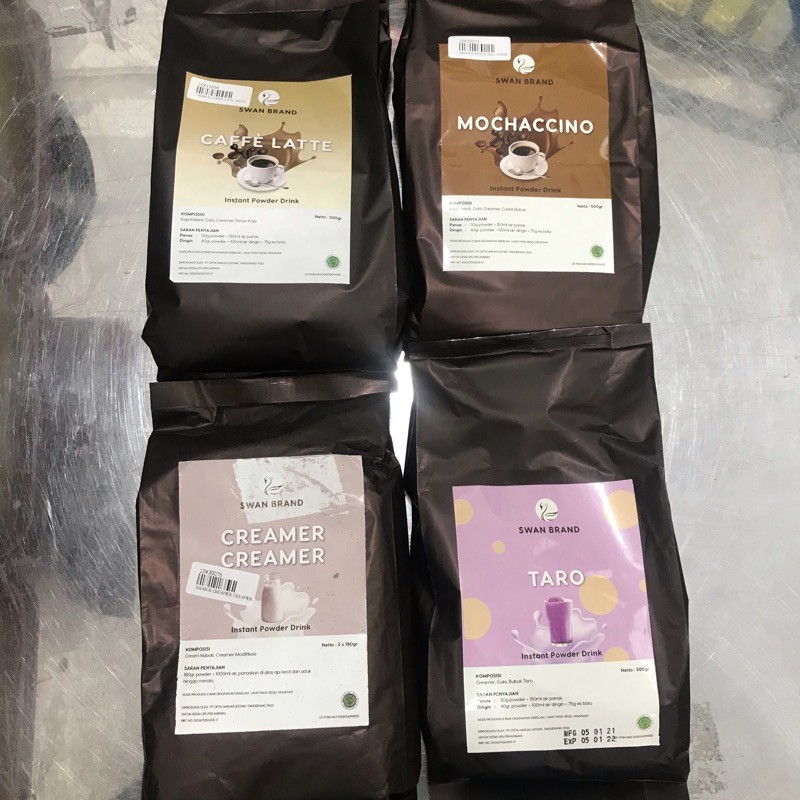 BUBUK MINUMAN SWAN BRAND 500gr / CAFEE LATTE / MOCHACCINO / CREAMER / TARO N1035