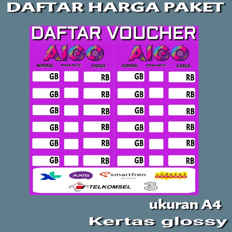 

DAFTAR HARGA PRUDUK PAKET DATA KONTER DAN PHONCEL L3