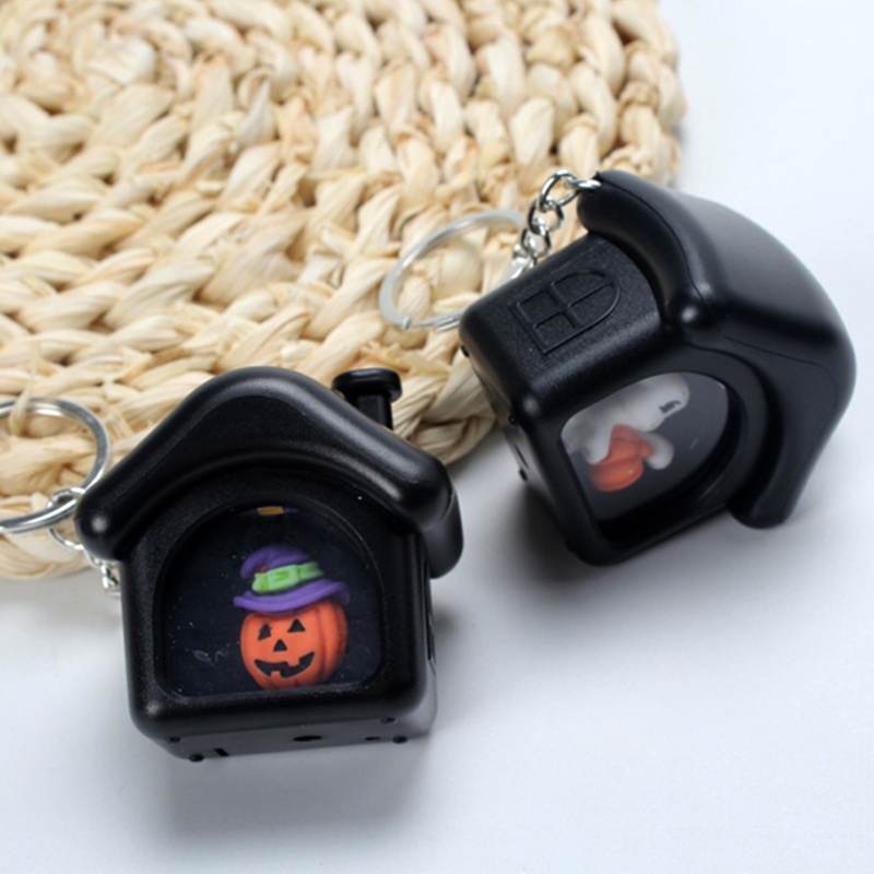 Gantungan Kunci Bentuk Labu Hantu Halloween Dengan Lampu LED Untuk Pria Dan Wanita Charms