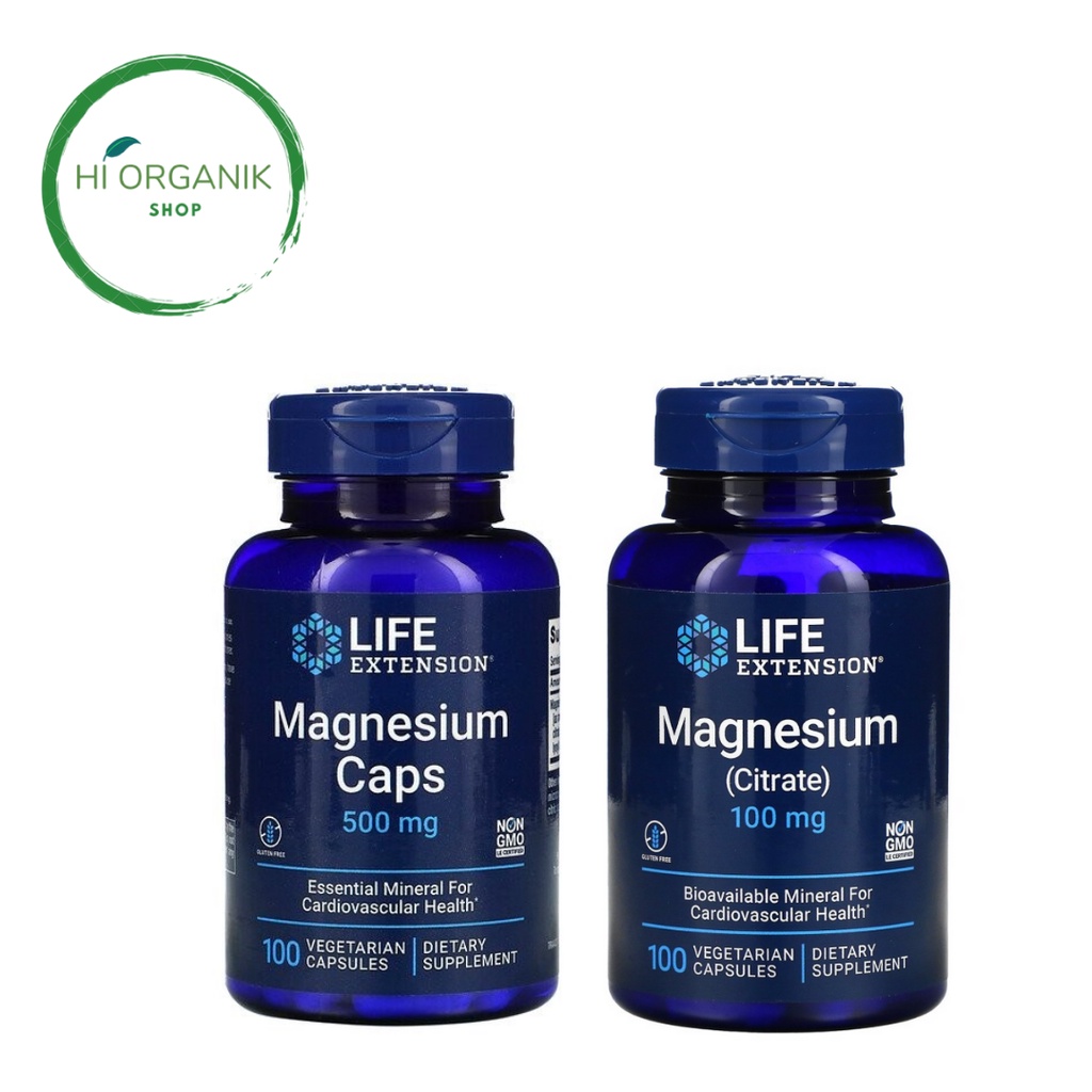 Life Extension Magnesium Caps 500 mg 100 Vegetarian Capsules ; Magnesium Citrate 100 mg 100 Vegetari