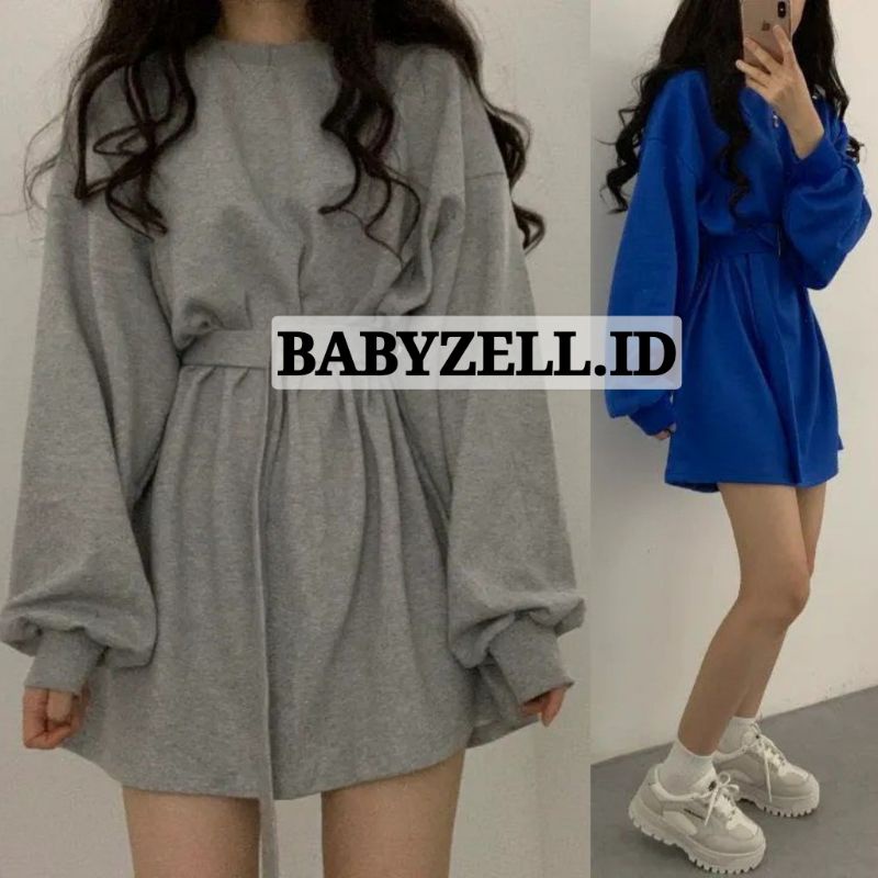 KOREAN MINI DRESS WANITA LENGAN PANJANG DRESS WANITA BIG SIZE POLOS BASIC S M L XL 2XL 3XL 4XL 5XL