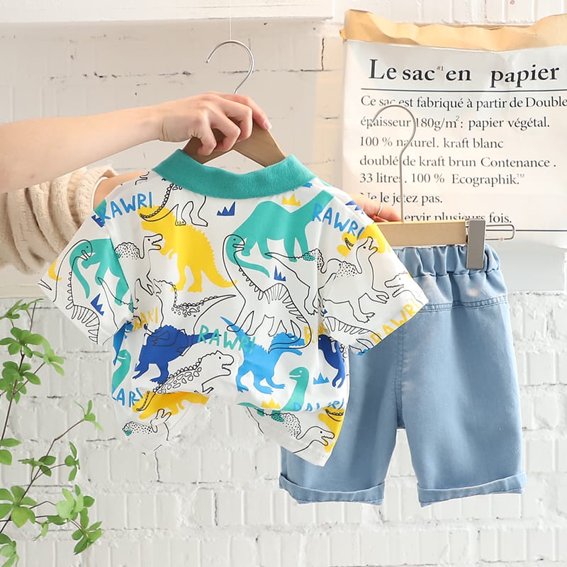 [COD] Setelan anak motif DINO RAWR / baju anak 0-5 tahun IMPOR KOREA/ set pakaian anak lucu baju dino anak/Babylovanta