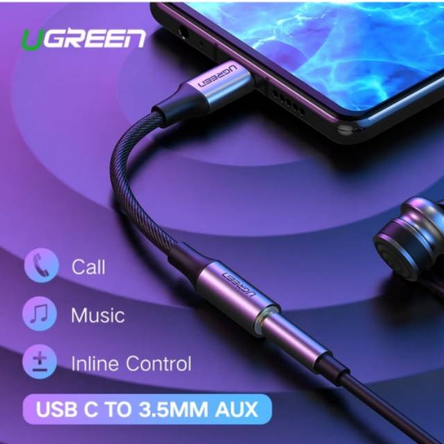 Ugreen Adapter USB Type C to 3.5mm Jack Earphone Cable Audio