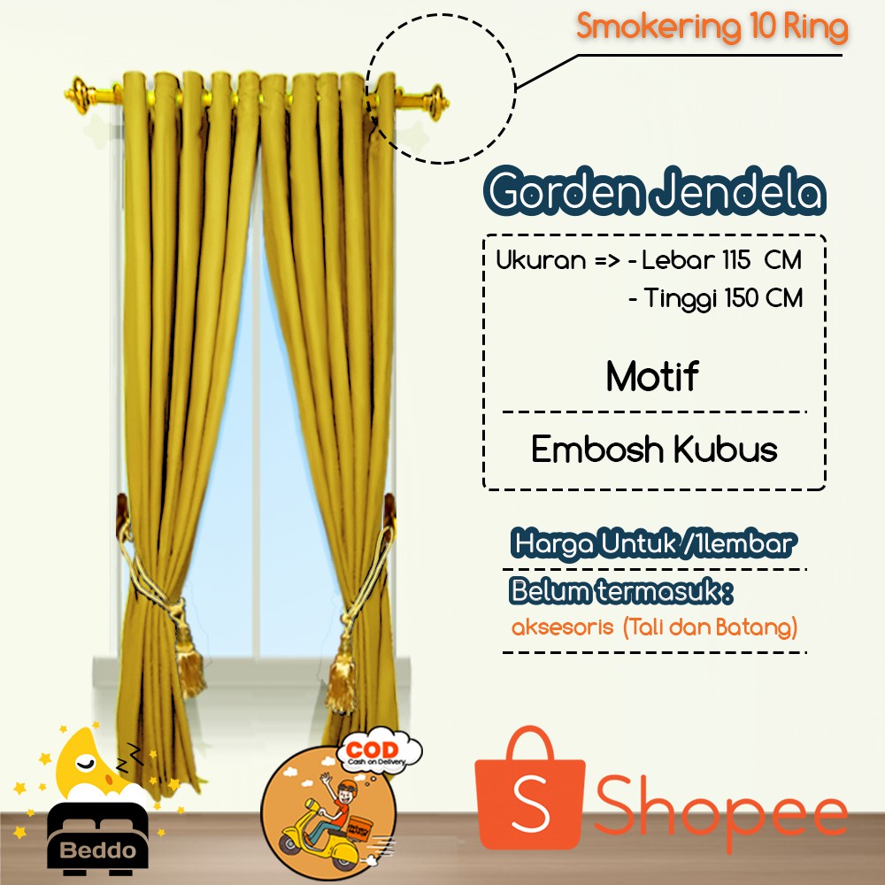 Gorden Jendela gorden pintu gorden minimalis gorden polos gorden Smokering/ gordeng murah/corak