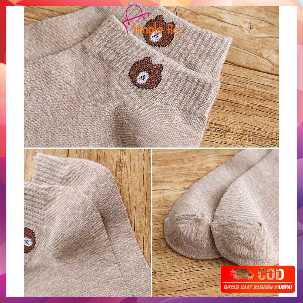 ~COD~DO-P32-33 Kaos Kaki Dewasa Pendek Kaus Kaki Wanita Pria Motif Brown Kaos Kaki Ankle Korea Daisy-7