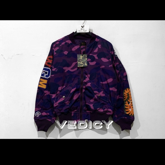 JAKET BOMBER BAJU BAPE A BATHING APE SHARK UNGU CAMO SUPER MIRROR 1:1 ORIGINAL