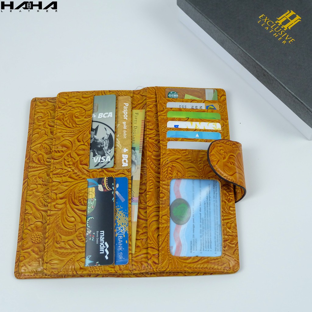 AZANA Dompet kulit kulit sapi 24 Slot kartu Cewek Wanita Perempuan - Originale Leather Wallet