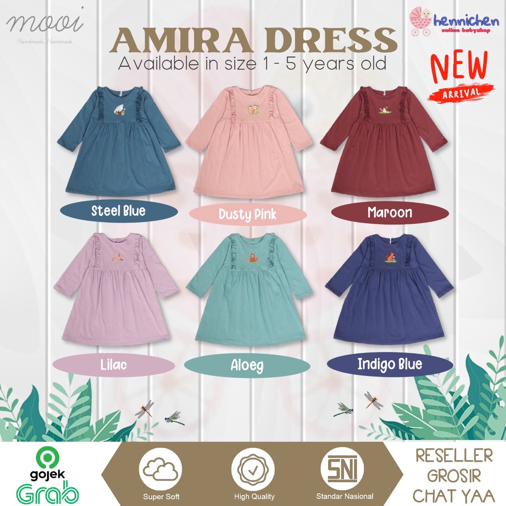 PROMO 7.7 PROMO BAJU LEBARAN MURAH CUCI GUDANG MOOI AMIRA DRESS DRESS DRESS ANAK PEREMPUAN DRES BAYI 1-12 Tahun