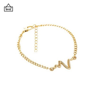 COD Gelang Rantai Adjustable Simple Model Elektrokardiogram Untuk Pria/Wanita/Pasangan A one