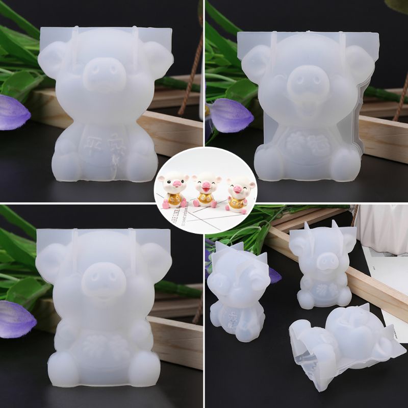 Siy Cetakan Silikon Bentuk Babi Tahun Baru Cina 3d Untuk Membuat Perhiasan / Kue Handmade Diy