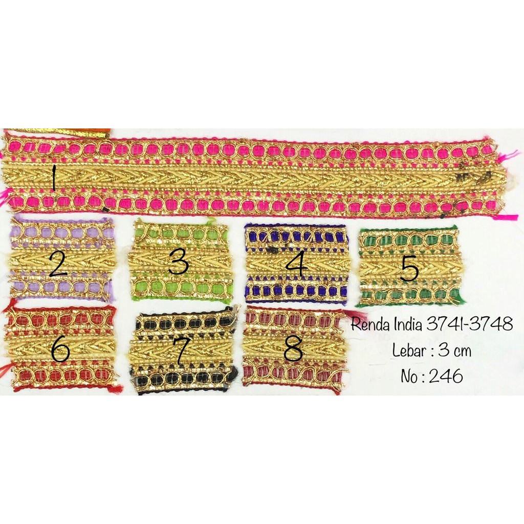 Renda India 3741-3748, Renda Baju, Renda Bordir, Renda Giper, Renda Katun, Lebar 3 cm