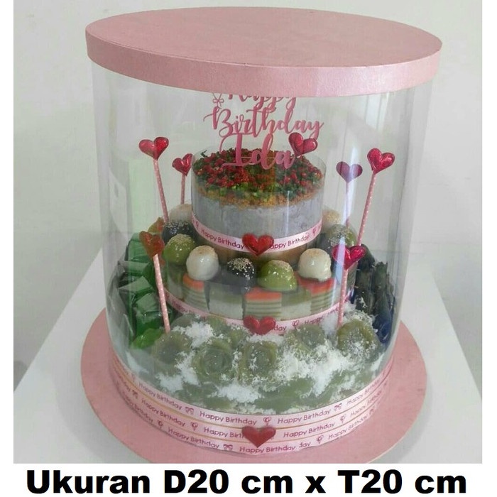 

Ginger- Cake Box Kotak Kue Gift Mika Bulat D20 x T20 cm +Tatakan - Putih Putih